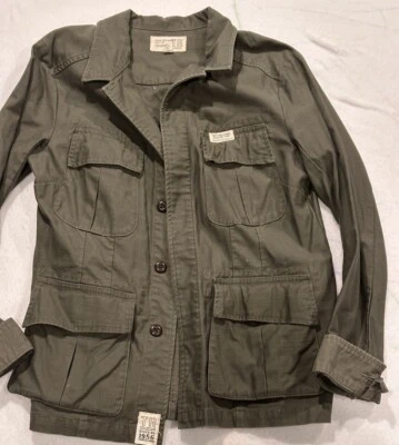 Chaqueta de algodón para mujer True Religion manga verde lavado oscuro talla L Foto 1 de 4