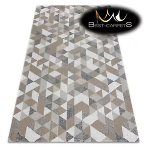 Increíble Alfombra Moderna de SISAL 'CASA' Triángulos CREMA / TOPO Alfombra Eco Reciclada - Imagen 1 de 6