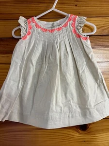 Tea Collection Embroidered Shimmery Gold Dress EUC Girls Australia Sz 6-9 Months - Picture 1 of 3