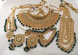 Indien Bijoux Bollywood Mariage Complet Set Ethnique Plaqué Or Dulhan Lot - Picture 1 of 1