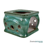 Vintage Arts &amp; Crafts Green Porcelain Glazed Tea Candle Holder