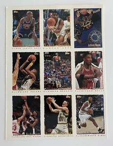 1994-1995 Topps Basketball Card Uncut Sheet NBA w/Scottie Pippen & Reggie Miller - Picture 1 of 2