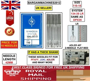 ADLER 467 FLAT-BED 2-NEEDLE SYS:134-35,DPX35 LR SIZE:110/18 INDUST MACHNE NEEDLE - Picture 1 of 4