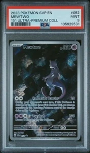 2023 POKEMON SVP EN-SV BLACK STAR PROMO 151 ULTRA-PREM COLL #052 MEWTWO PSA 9 - Imagen 1 de 2