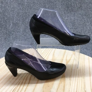TSUBO Heels Womens 7.5 Dufay Casual Slip On Pumps Black Leather Cone Heels - Picture 1 of 21