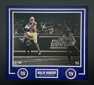 Malik Nabers Signed Autographed Giants 16x20 Photo Custom Framed Fanatics COA - Picture 1 of 1