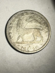 MONETA 1/4 DI BIRR ETIOPIA MENELIK II ARG. g. OLD SILVER COIN - Picture 1 of 2