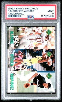 1993 CLASSIC 4 SPORT TRI-CARDS ALEX RODRIGUEZ/CHRIS WEBBER/DREW BLEDSOE PSA 9 - Image 1 of 2