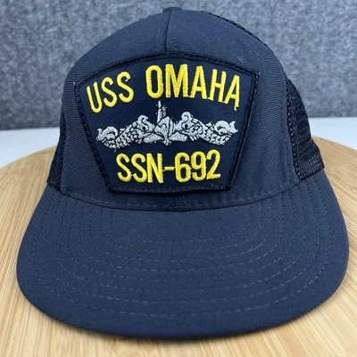 De colección Años 80 USS Omaha SSN-692 Camionero Gorra Snapback Negro Submarino Malla EE. UU. Foto 1 de 4