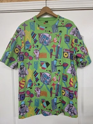 Massive Revolution Shirt Men's XL Green All Over Print Hip Hop Heavyweight - Image 1 of 4