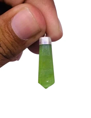 Outstanding Natural Gemstone Green Peridot 925 Sterling Silver Necklace Pendant - Image 1 of 4