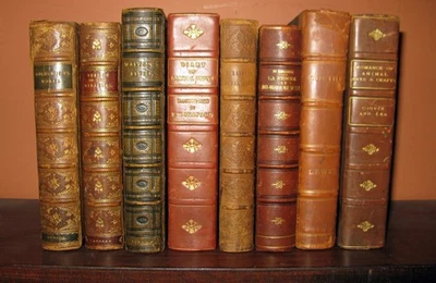 Job lot 8 Antiquarian Books Leather Prize Binding - Image 1 of 4