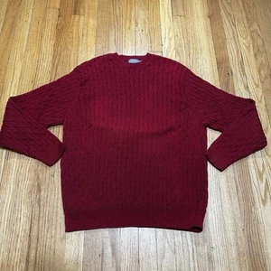 VTG Talbots Men’s Sweater Fisherman Cable Knit L Mercerized Pima Cotton Grandpa - Picture 1 of 9