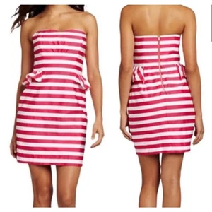 Lilly Pulitzer Pink Striped Maybelle Strapless Dress 4 - Picture 1 of 8