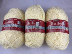 Bulky Boucle Caron Yarn Lot#29 100% Orlon 3 Vintage Skeins@3 oz.-Banana 4803 - Picture 1 of 4