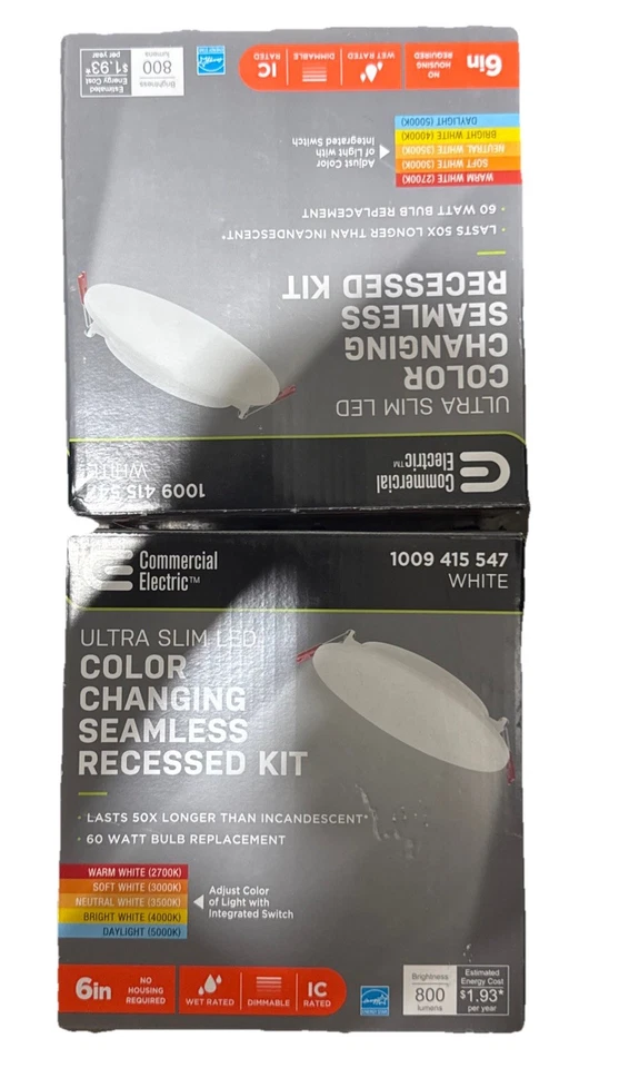 2pk Commercial Electric LED Edge Ultra Slim with Box 6" 1009415547  - Image 1 of 1