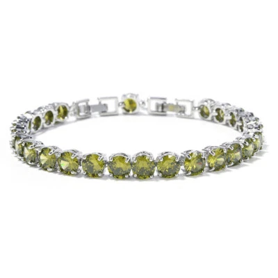 Nuevo brazalete de plata gemas citrino verde oliva joyería fiesta verano mujer niña 6 mm Foto 1 de 4