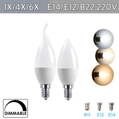 Dimmable Led Candle Bulb 5w Bulbs 220v Lights E12 Cool Warm Neutral White Night - Image 1 of 4