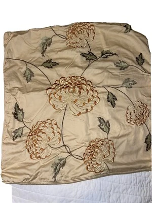 "Par de fundas de almohada florales bordadas satén algodón azul mar cierre cremallera 18""" Foto 1 de 4