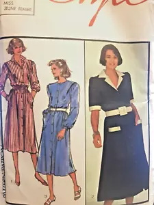 Vintage 1980's Sewing Pattern*Ladies Button-front Shirt Dress*Size 14*STYLE 4640 - Picture 1 of 1