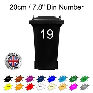 Wheelie Bin Number: Arial 20cm self adhesive trendy for doors shops office cafe - Imagen 1 de 16