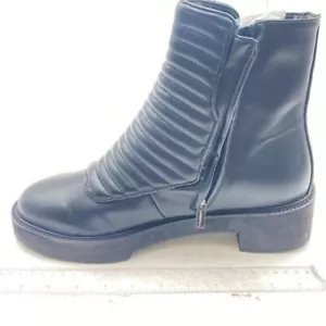 Black Women Platform Round Toe Ankle Boots Block Heel Booties Side Zipper Shoes - Picture 1 of 6