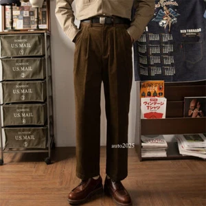 Red Tornado Men's Corduroy Pants Brown Relaxed Fit Heritage Style Work Trousers - Picture 1 of 25