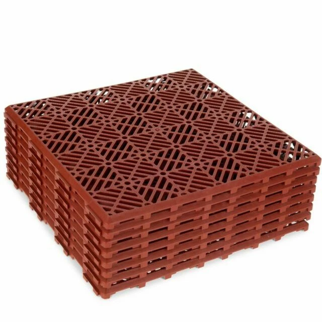 FiNeWaY Garden Plastic Tiles - Terracotta (Pack of 9)