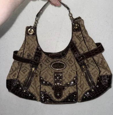 Vintage Baby Phat Shoulder Bag Crescent Baguette Rhinestone Logo Croc Y2K 90s - Image 1 of 4