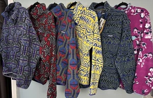90’s Vintage Patagonia Synchilla Red Zen Turtle Lemon Lime Switchback Tehuelche - Picture 1 of 18