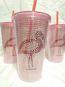 Rosa Flamingo Strass Kunststoff Becher 16 FL OZ Neu Haushaltswaren 27xx - Bild 1 von 10