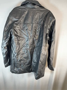 Merona Genuine Leather 100% Jacket Black Coat Men Size L - Picture 1 of 3
