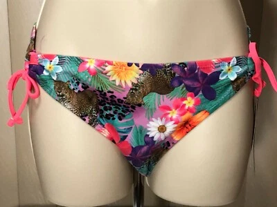 Juniors California Waves Bikini Bottom M Low Rise Side Tie Swim Brief Floral - Image 1 of 4