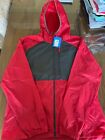 NWT MEN'S COLUMBIA HOODED WINDBREAKER JACKET, SIZE: L, COLOR: RED/GRAY (J471)