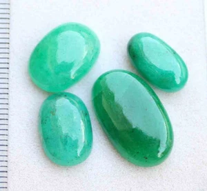27,50 ct 4 Stck. Natürlicher Ovaler Cabochon Brasilianischer Grüner Smaragd Loser Edelstein - Bild 1 von 4