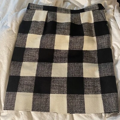 Falda recta de algodón a cuadros blanca negra talla L YVES SAINT LAURENT talla 10 42 Francia Foto 1 de 4