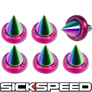 6 PC PINK WINDSCREEN FENDER WASHER BOLT KIT W NEO CHROME SPIKES MOTORCYCLE M6 - Picture 1 of 1