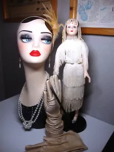 Seymour Mann Flapper 18" Porcelain Doll w/ Stand - Flapper Costume Accessories - Picture 1 of 11