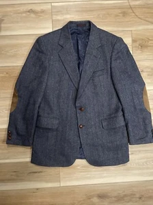 Blazer 40R English Manor Para Hombres Vintage 2 Botones Lana Tweed Abrigo Deportivo Parche en el Codo - Imagen 1 de 12