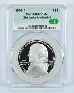 2005-P John Marshall Commemorative Silver Dollar PR69 DCAM CAC - Picture 1 of 5
