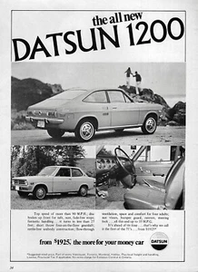 1970 Datsun 1200 Nissan Sunny B-110 Original Print Ad - Picture 1 of 1