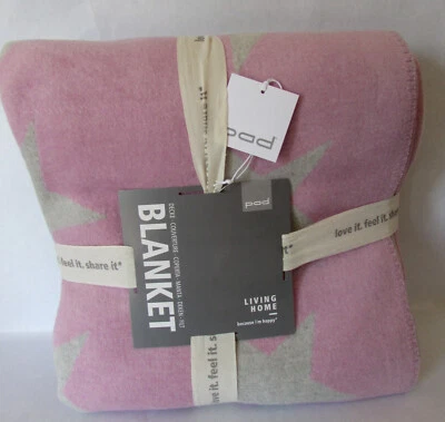 Pad Concept Pink & Gray Stars Starry Oversized Throw Blanket 60"X78" Reversible - Image 1 of 4