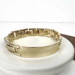 Non-Personalized Man Nugget ID Tungsten Bracelet 18K Gold Plated Stainless Steel - Picture 1 of 3