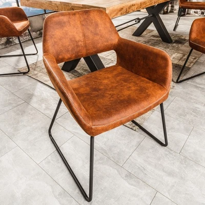 Design Stuhl MUSTANG antik braun Microfaser mit Armlehne Esszimmerstuhl - Bild 1 von 4