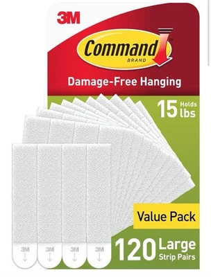 15lb Large 3M Command Picture Hanging Strips 120 Pairs (240 Strips) Damage-Free - Image 1 of 4