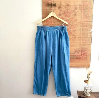 Pantalones de mezclilla Cherokee Chambray años 90 cintura elástica pierna cónica indie minimalista XL Foto 1 de 4