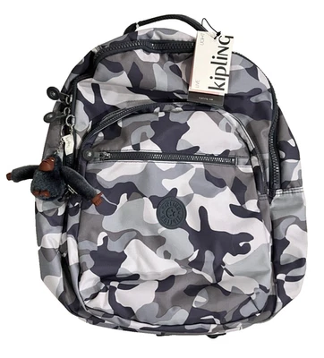 Mochila Kipling Seoul Grande 17" H com Capa para Laptop Cool Camo Cinza KIB2P7 NOVA COM ETIQUETAS - Imagem 1 de 4