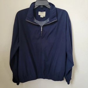 Eddie Bauer Golf Pullover 1/4 Zip Navy Blue Jacket Rain Resistant Medium Active - Picture 1 of 14