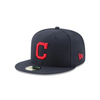 Boné chapéu ajustável Cleveland Indians 2017 New Era MLB autêntico em campo 59FIFTY - Imagem 1 de 4