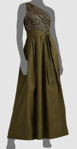 Ralph Lauren Women's Green Beaded One-Shoulder Ball Gown Dress Size 4 - Picture 1 of 3